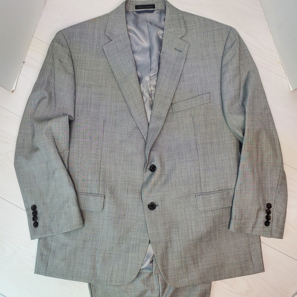 Lauren Ralph Lauren Mens Grey Wool Blend 2 Button Suit 44S 36W x 32L Short Fit